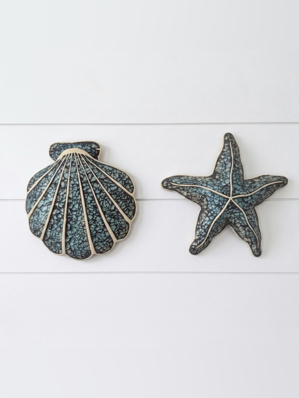 RARE Mosaic Glass Shell Starfish Wall Decor Coastal Beach Nautical Home Accent - Picture 5 of 5